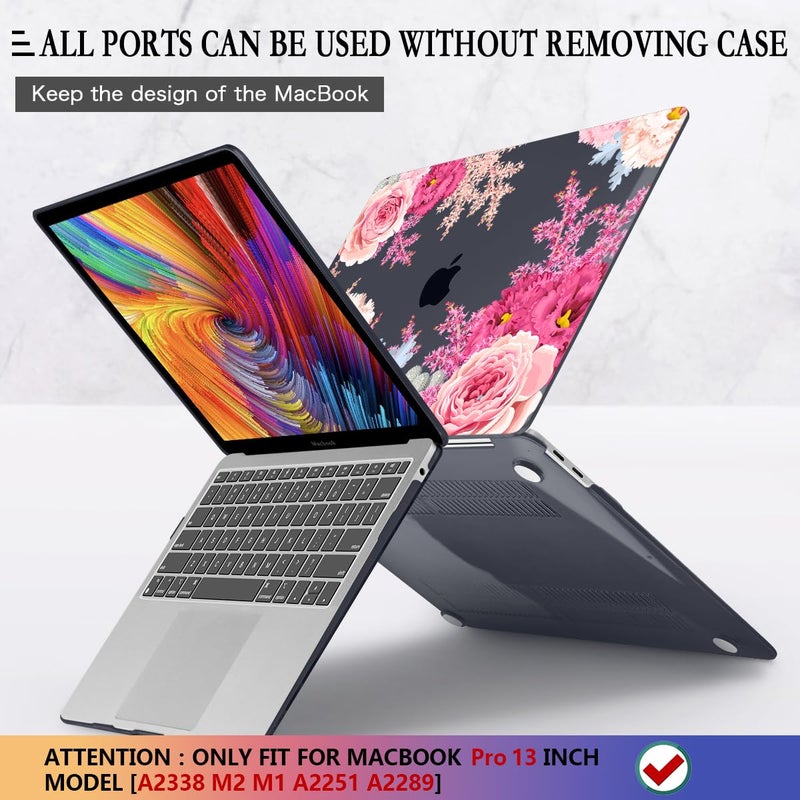 CISSOOK Floral Case Cover for MacBook Pro 13 Inch 2023 2022 2021 2020 Release M2 Chip A2338 M1 A2289 A2251  Plastic Hard Shell Case with Keyboard Cover for MacBook Pro 13"" Touch Bar  Gorgeous Flowers - Image 5